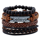 Unisex 4 Pcs. Leather Bracelet - rulesfitness