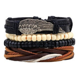 Unisex 4 Pcs. Leather Bracelet - rulesfitness