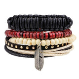 Unisex 4 Pcs. Leather Bracelet - rulesfitness