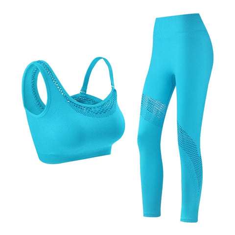 YOUPIN Women Fitness Sport Suit 2PCS Seamless Yoga Set Elastic